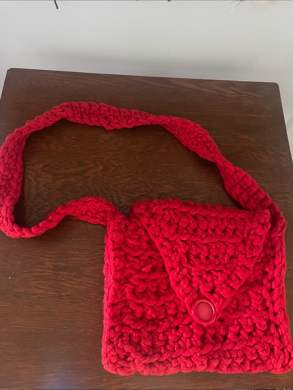 Handmade Red Crochet Crossbody Bag